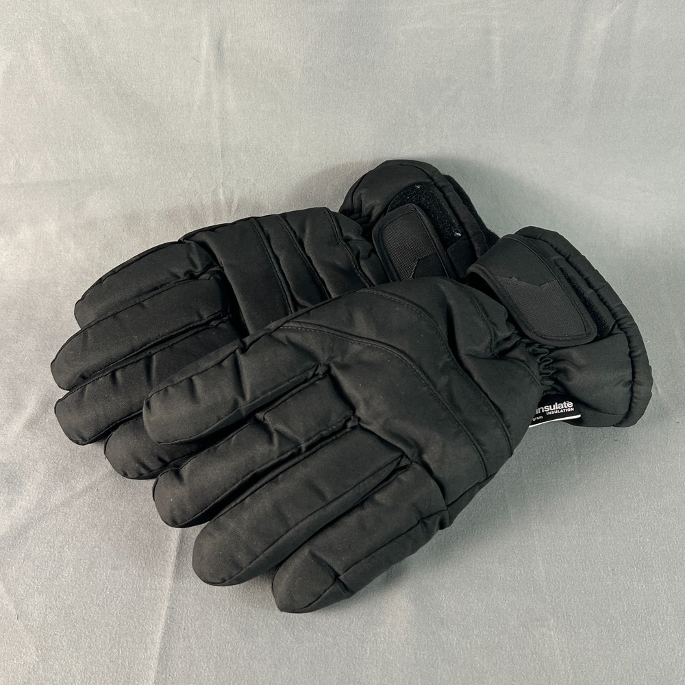 N'ice Caps Unisex Thinsulate Waterproof Winter Ski Gloves Black 100% Polyester